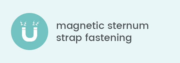 Magnetic sternum strap fastening Magnetic sternum strap fastening